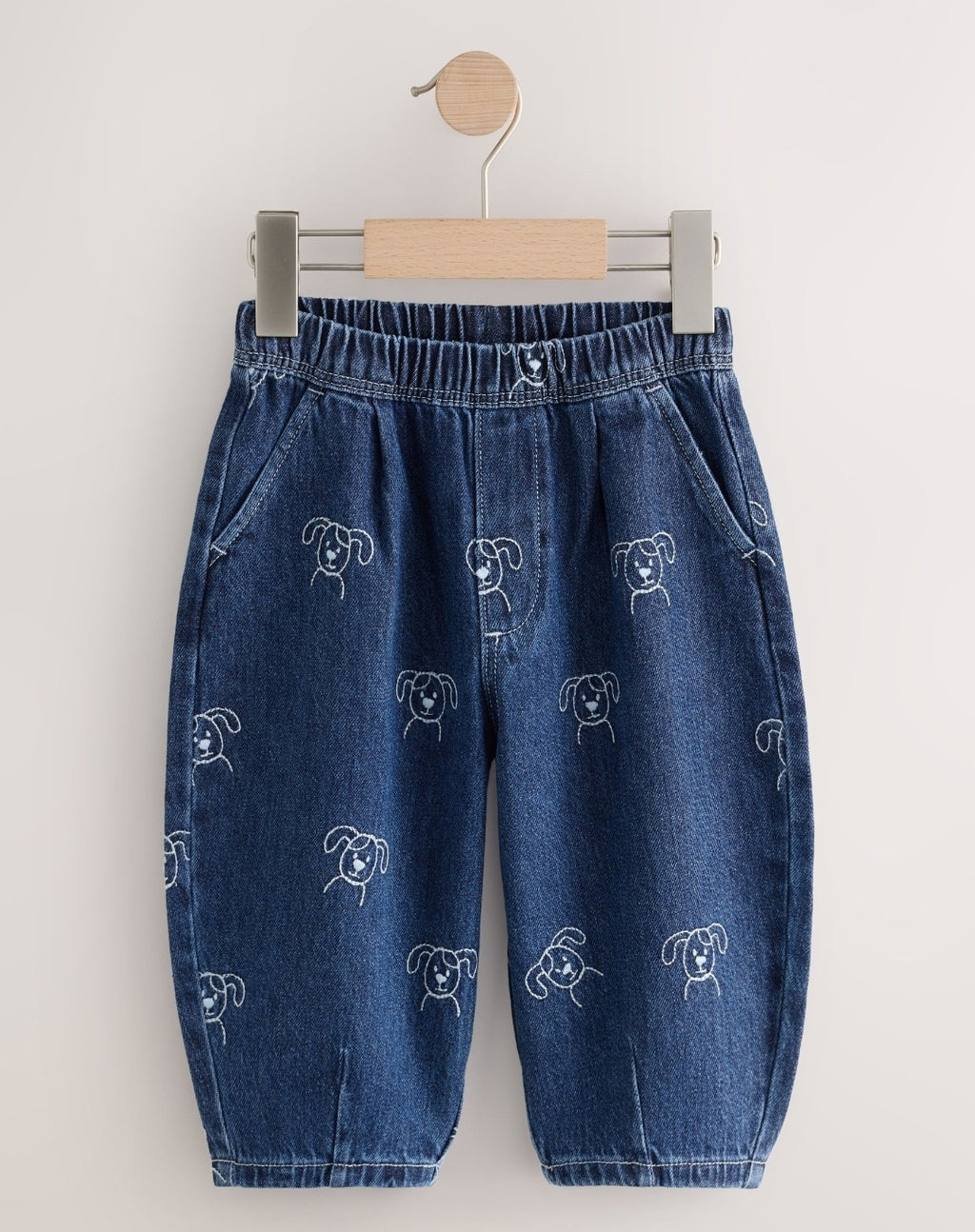 Dark Blue All Over Embroidered
Wide Barrel Jeans