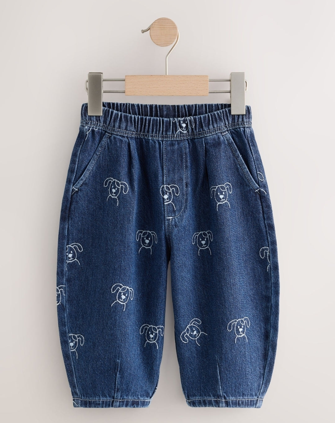 Dark Blue All Over Embroidered
Wide Barrel Jeans