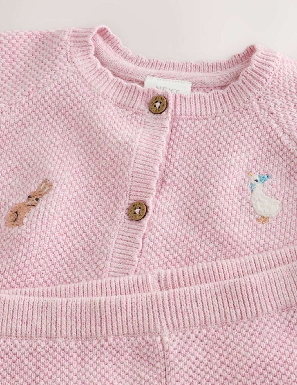 Pink Embroidered Character Baby Cardigan and Leggings Set 2 Piec