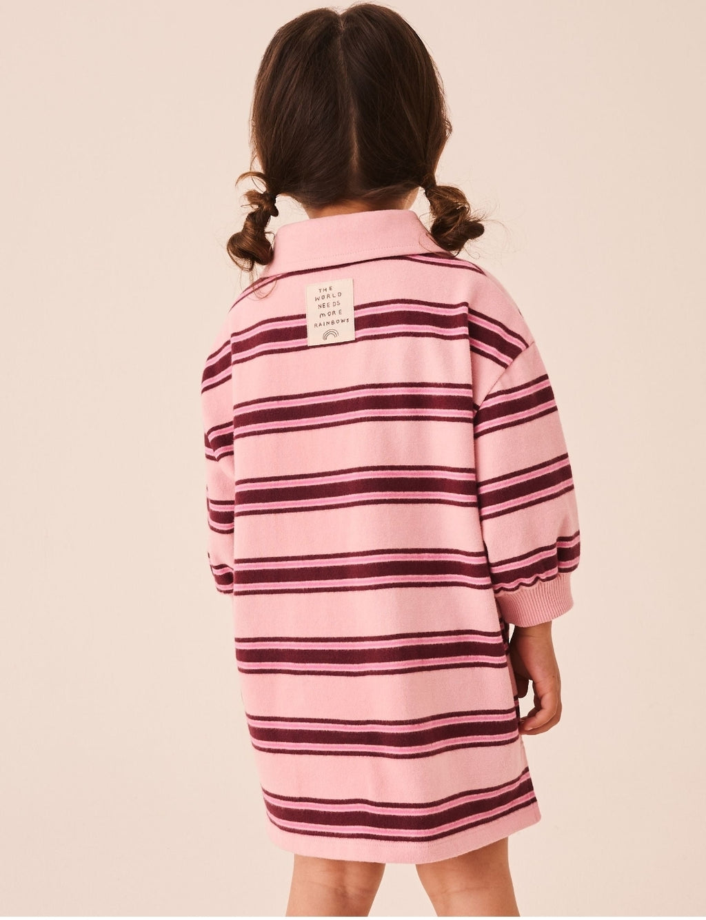 Pink Stripe Long Sleeve Rugby Sweat Dress