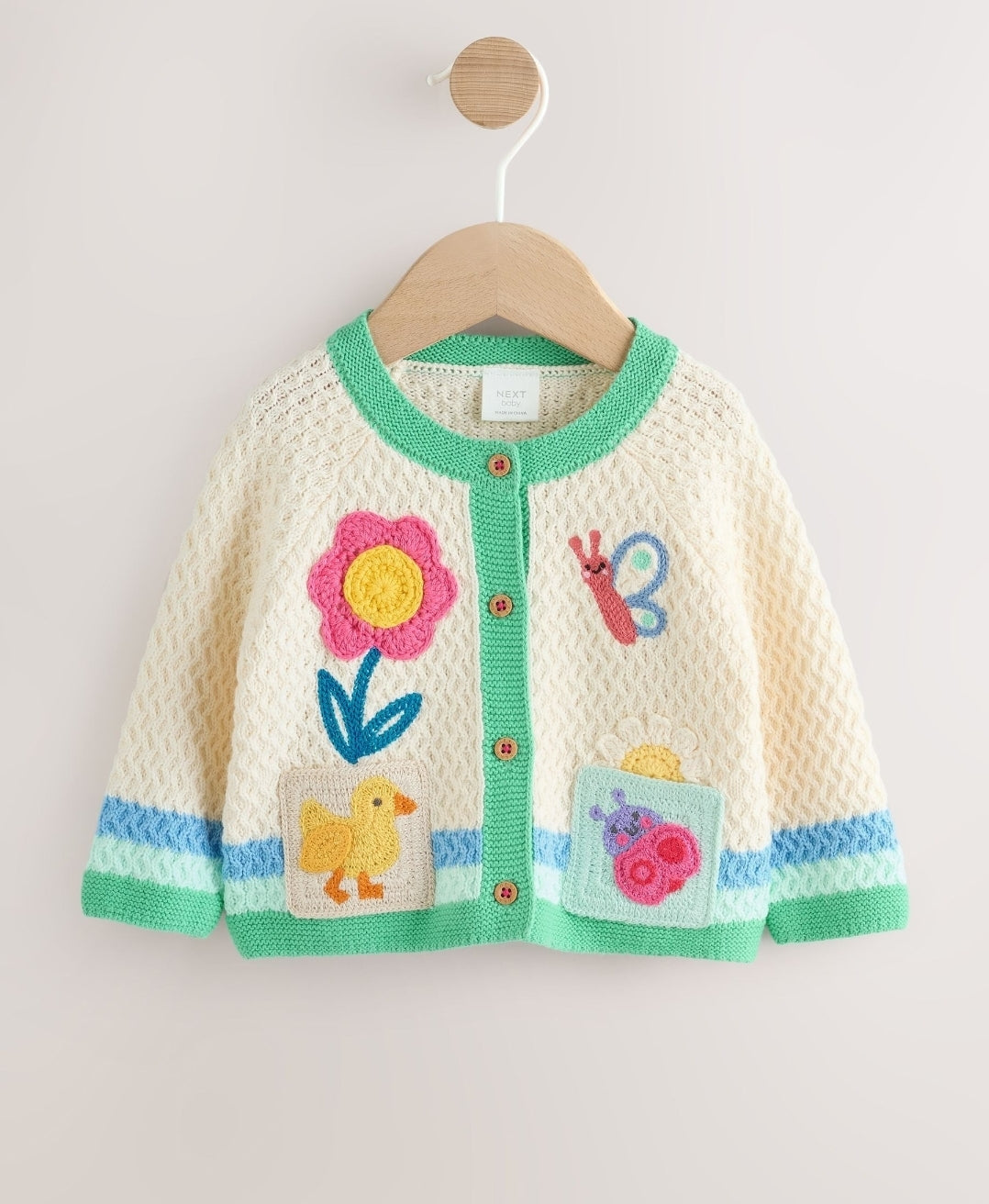 Multi Pastel Crochet Animal Knitted Baby Cardigan