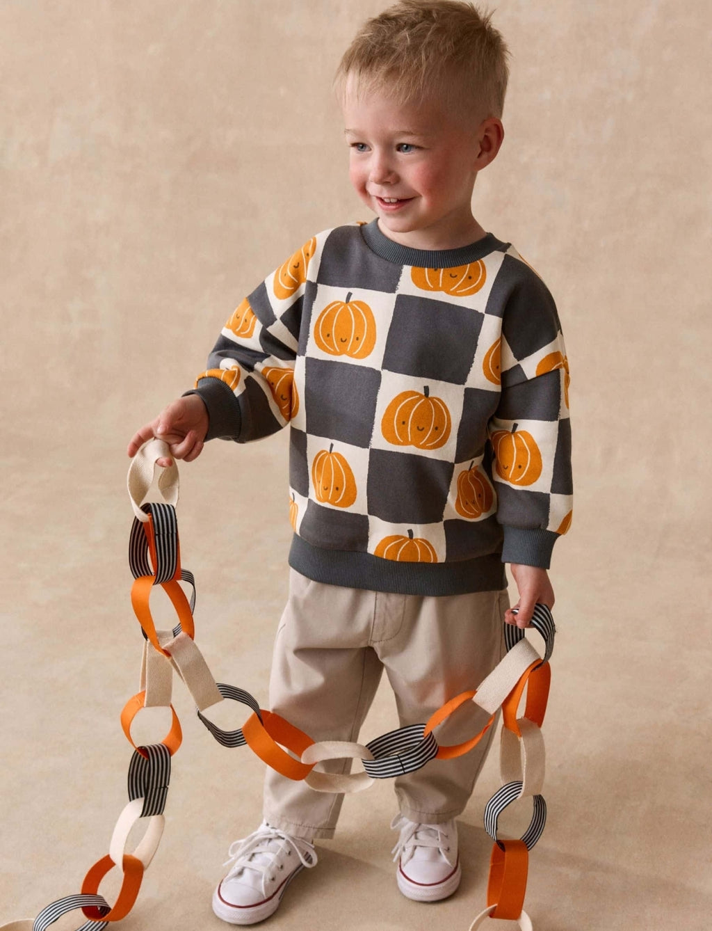 Grey/Cream Pumpkin All Over Printed
Crew Neck Sweat Top