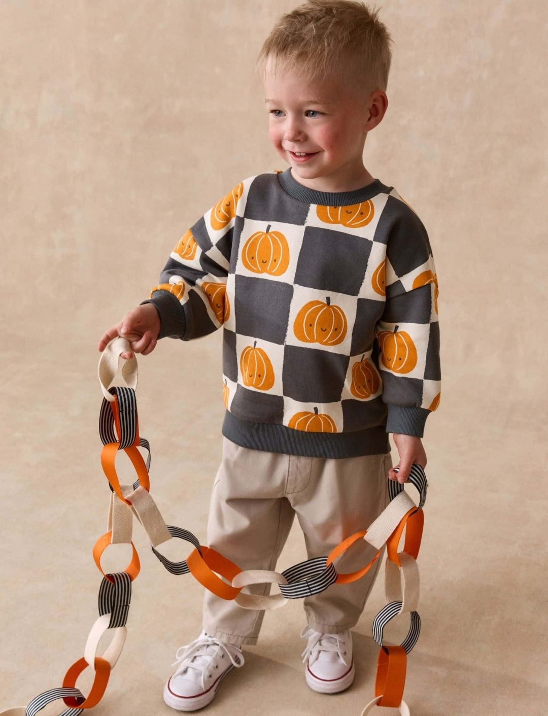 Grey/Cream Pumpkin All Over Printed
Crew Neck Sweat Top