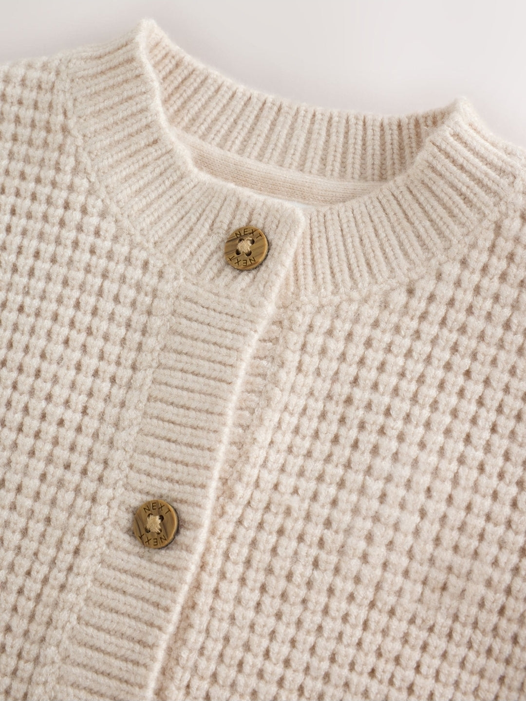 Ecru Little and Loved Slogan Back £ Knitted Baby Cardigan