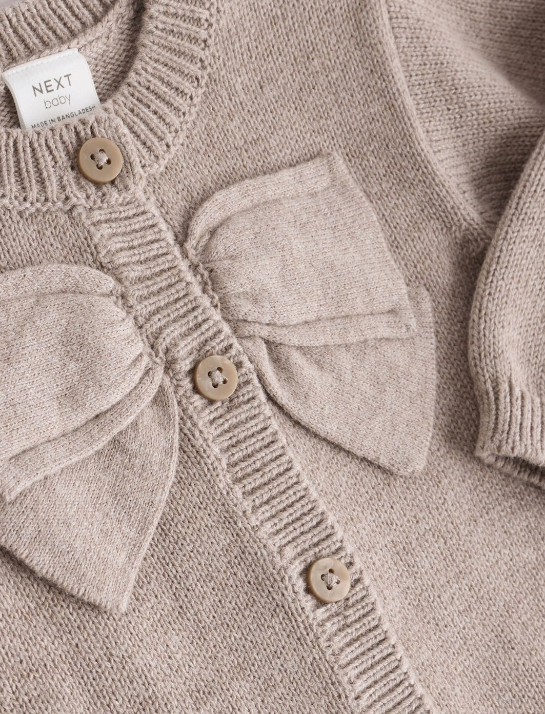 Brown Bow Knitted Baby Cardigan