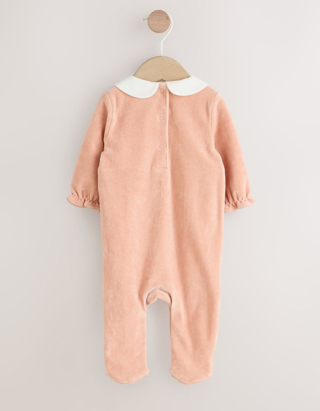 Pink Velour Baby Sleepsuit