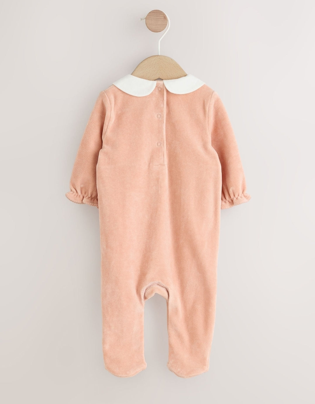 Pink Velour Baby Sleepsuit