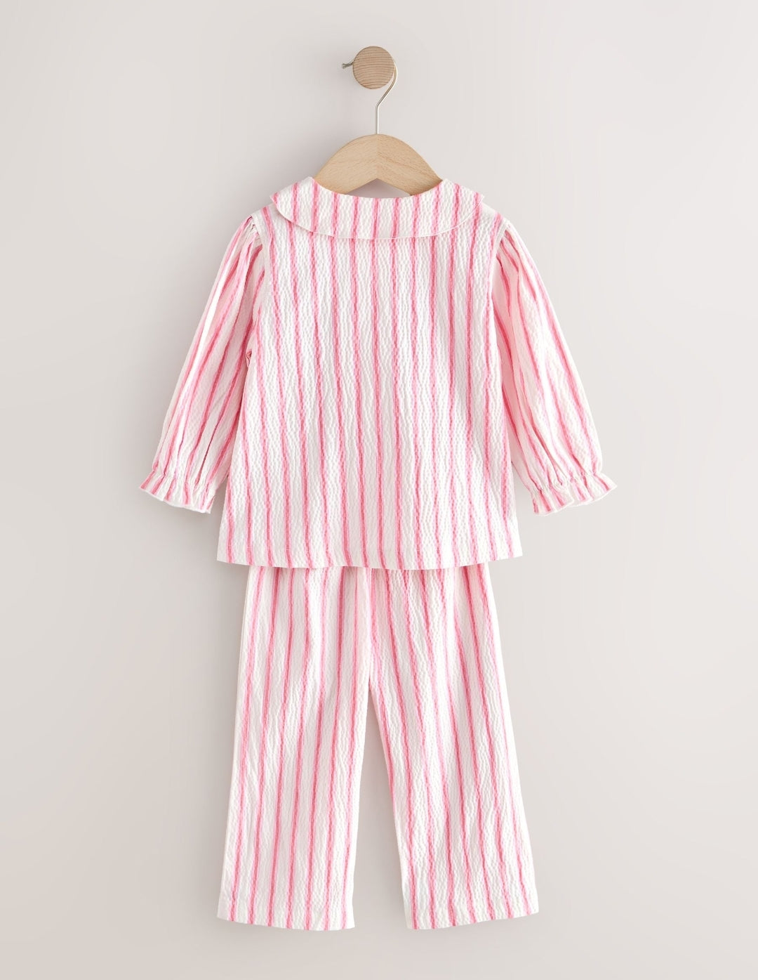 Pink Stripe Woven Button Through Pyjamas