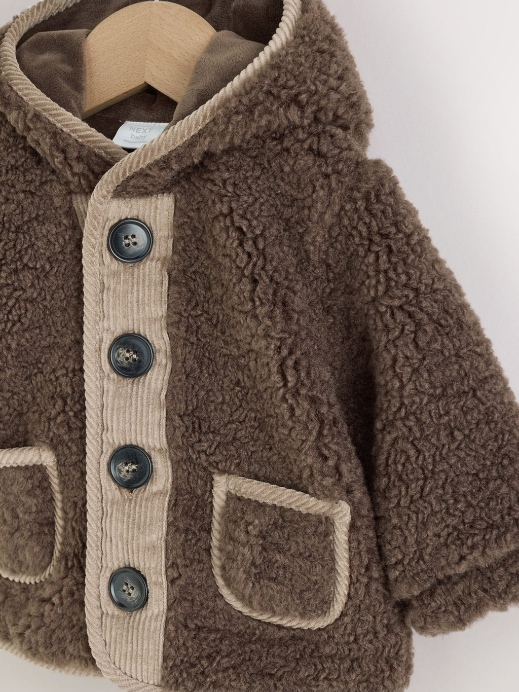 Chocolate Brown Borg Hooded
Fleece Lined Baby Jacket