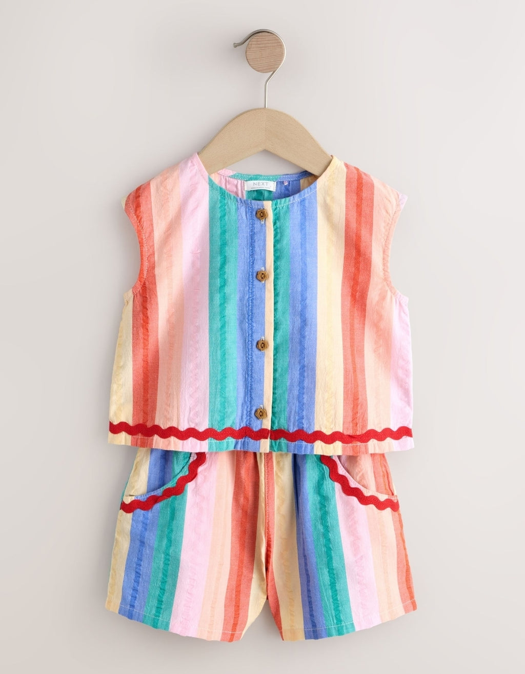 Rainbow Check Ric Rac Sleeveless
Top & Shorts Set