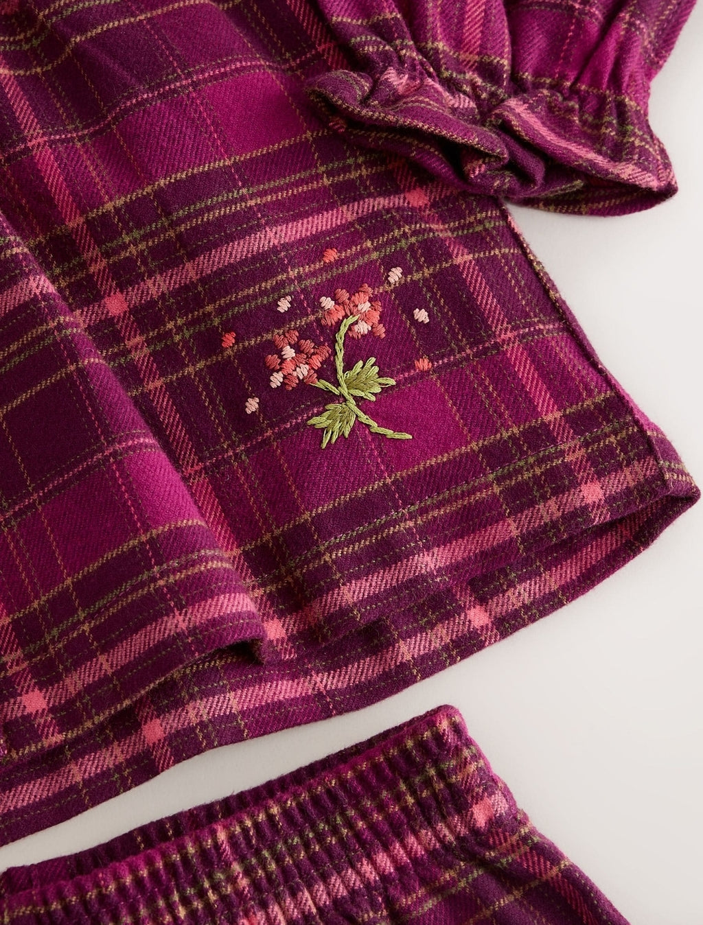 Purple Check Woven Button Through Pyjamas