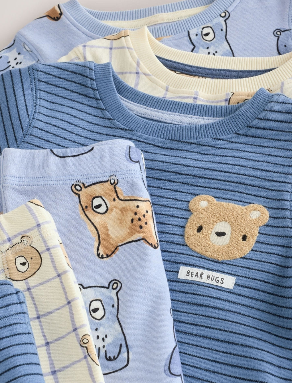 Navy/Ecru Bears Snuggle Pyjamas 3 Pack