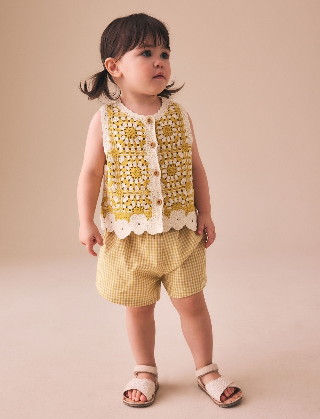 Ochre Yellow Crochet Top and Short set
