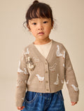 Oatmeal Goose V-Neck Cardigan