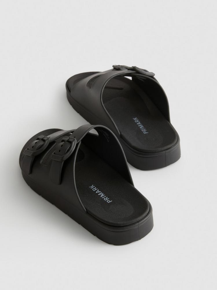 Double Buckle Strap Mule Sandals