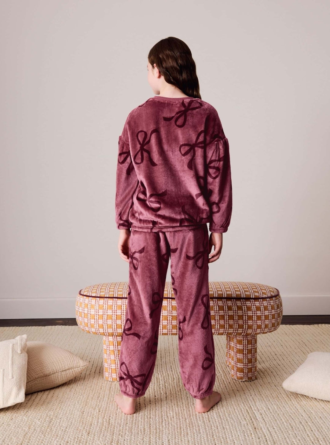 Berry Pink Bow Cosy Fleece Pyjamas