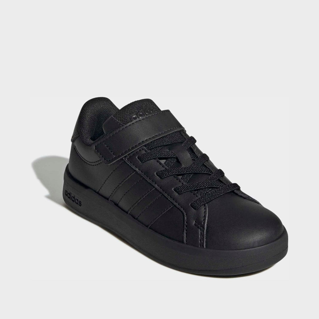 adidas Black Grand Court 3.0 Elastic Lace Kids Trainers