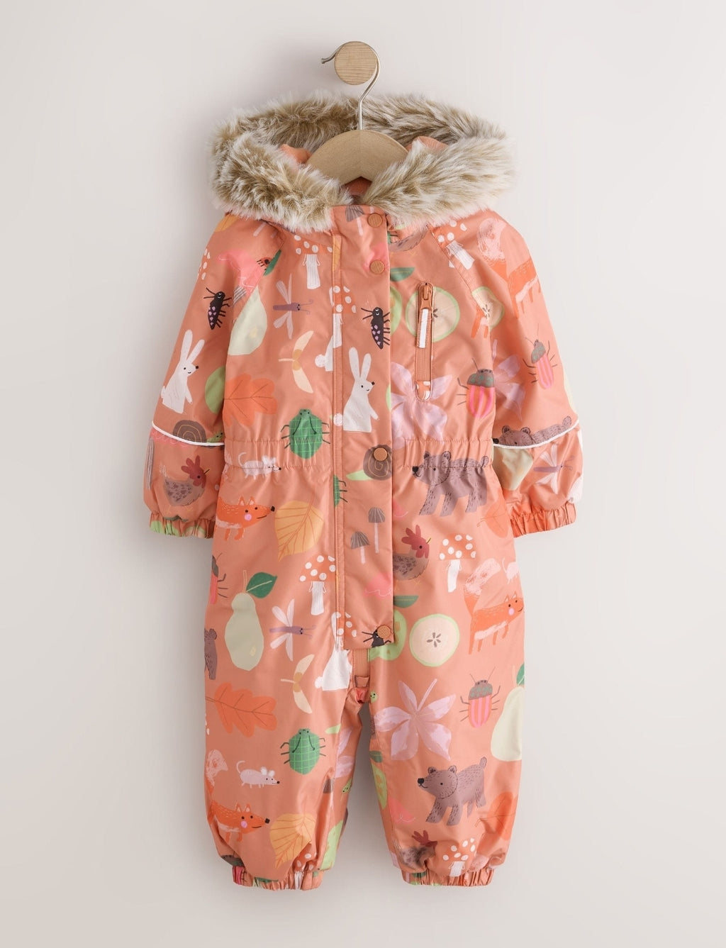Orange Characters Waterproof Printed Snowsuit