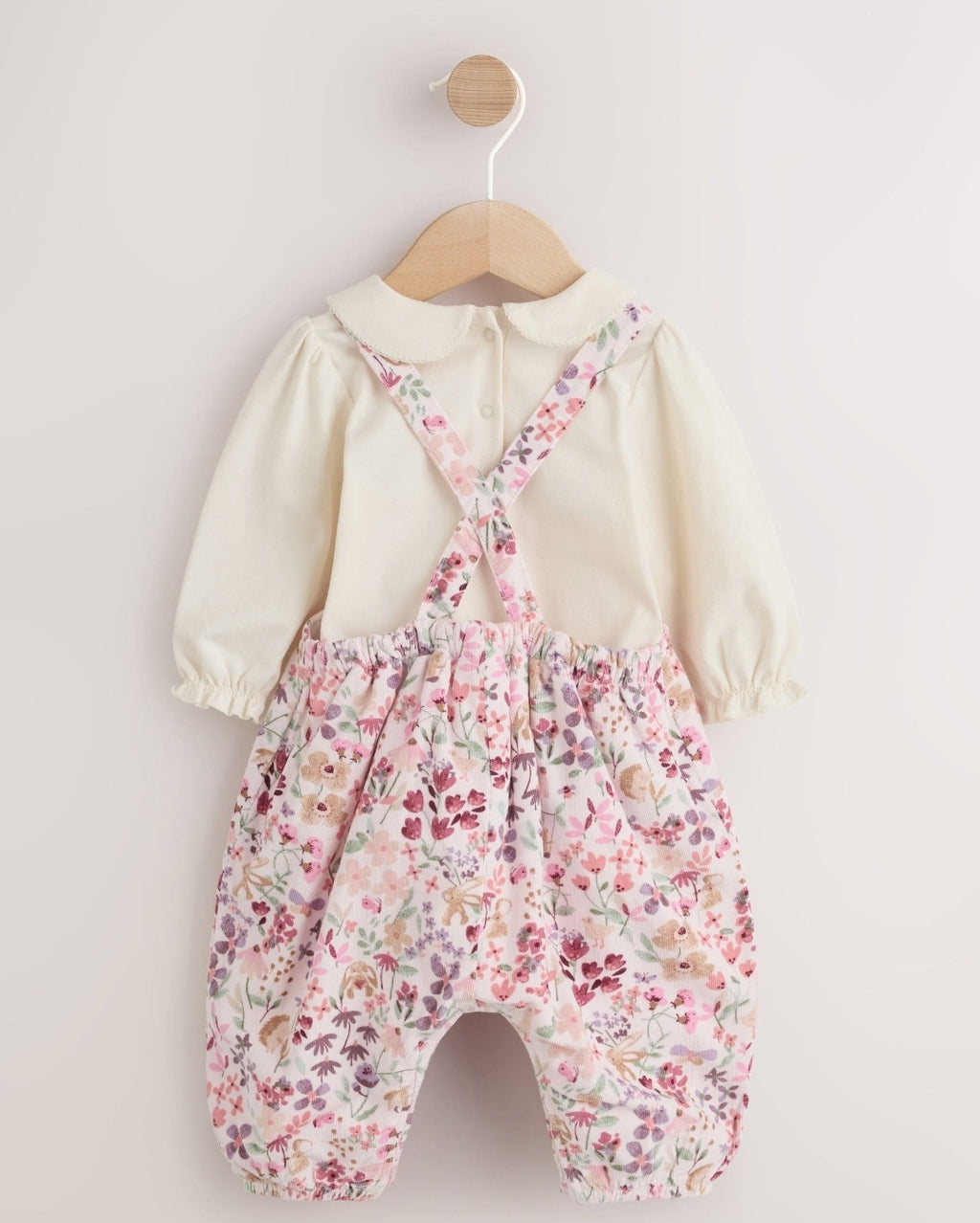 Pink Bunny Cord Baby Dungaree 2 Piece Set