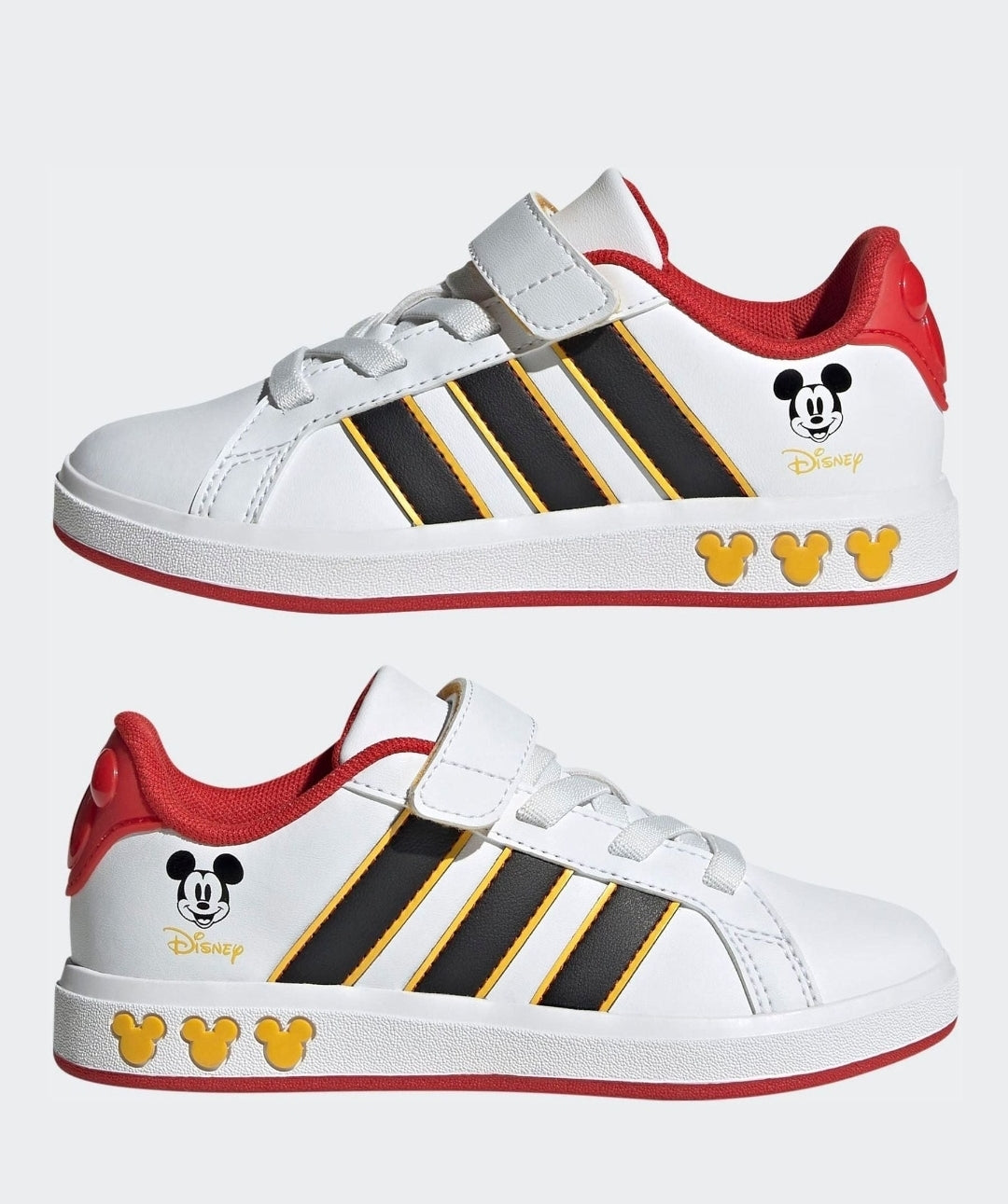 adidas White/Gold Disney Mickey Mouse Grand Court Kids Trainers