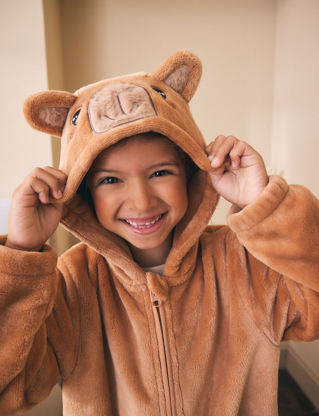Brown Capybara Hood Fleece All-In-
One