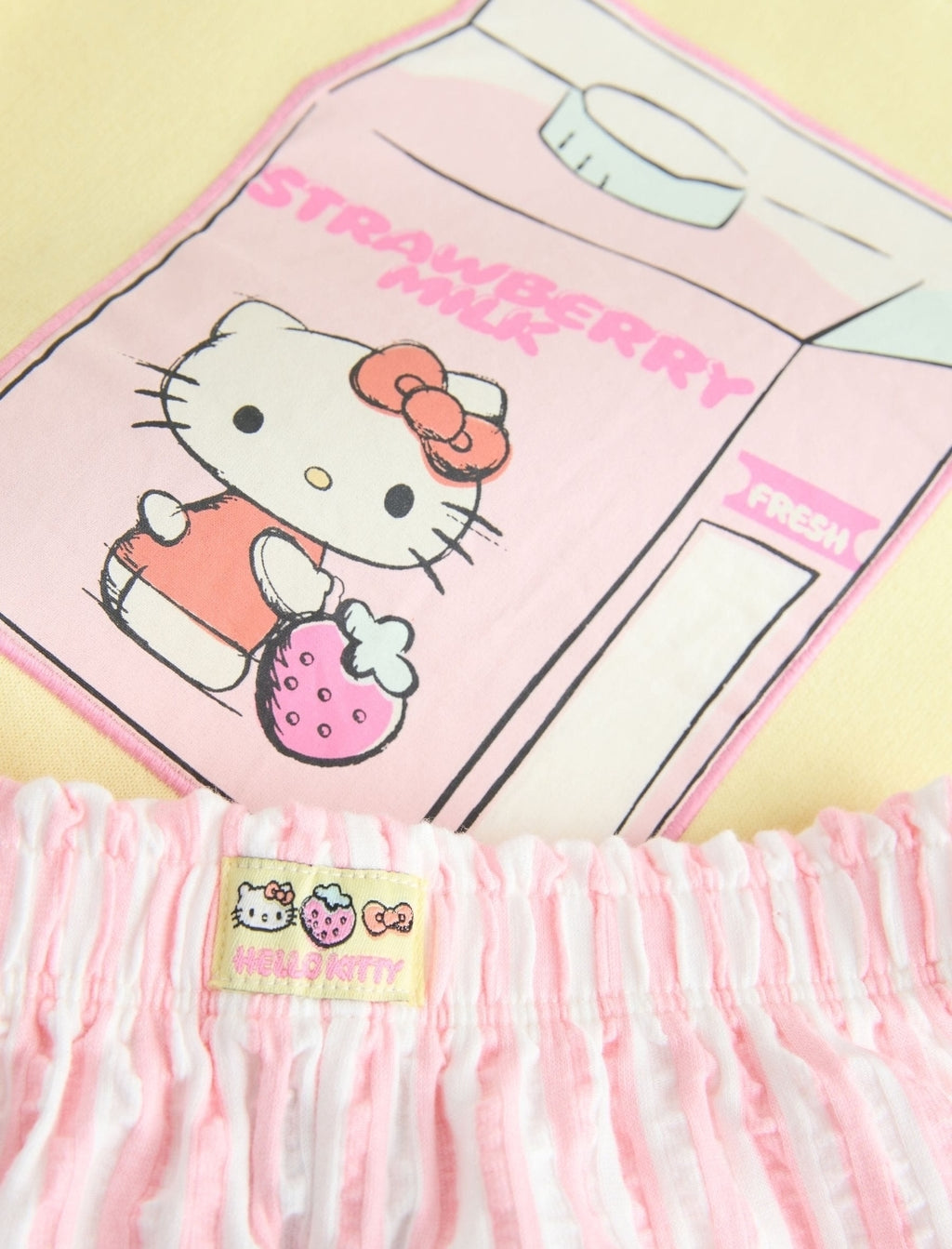 Yellow Hello Kitty Crew Neck Sweatshirt & Shorts Set