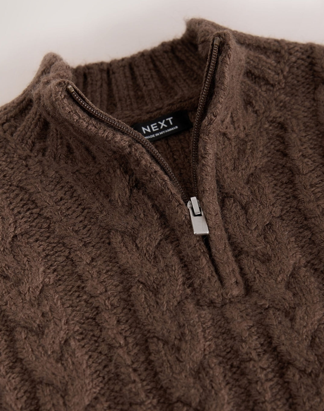 Brown Zip Neck Knitted Cable
Jumper