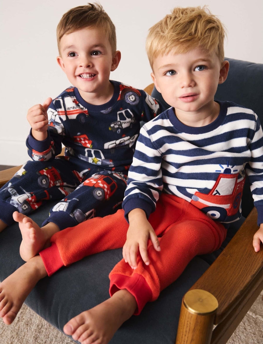 Navy Emergency Vehicles Cosy Fleece Pyjamas 2 Pack