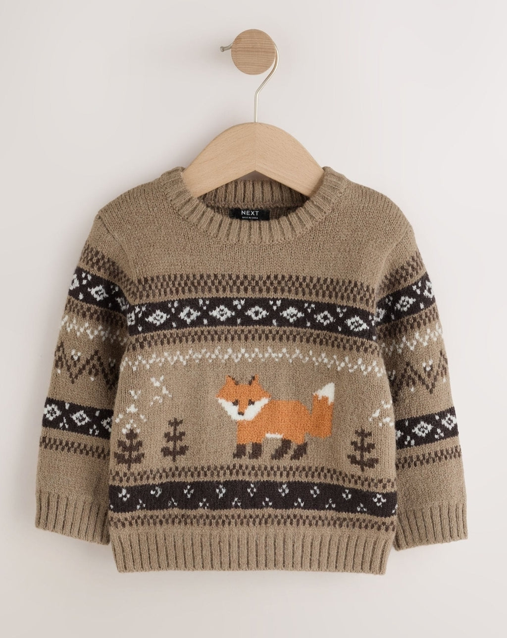 Mink Brown Fox Character Knitted
Crew Neck Jumper