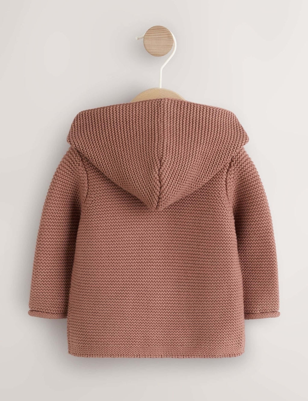 Brown Knitted Hooded Baby Cardigan