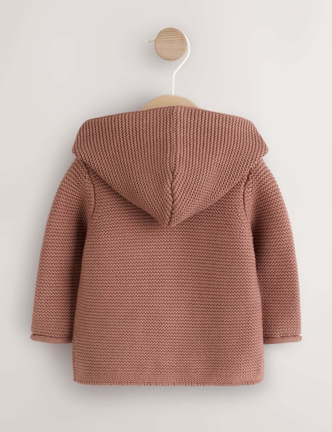 Brown Knitted Hooded Baby Cardigan