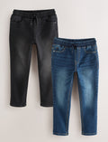 Black/Navy Regular Fit Loose Fit
Stretch Elasticated Waist Jeans 2 Pac...