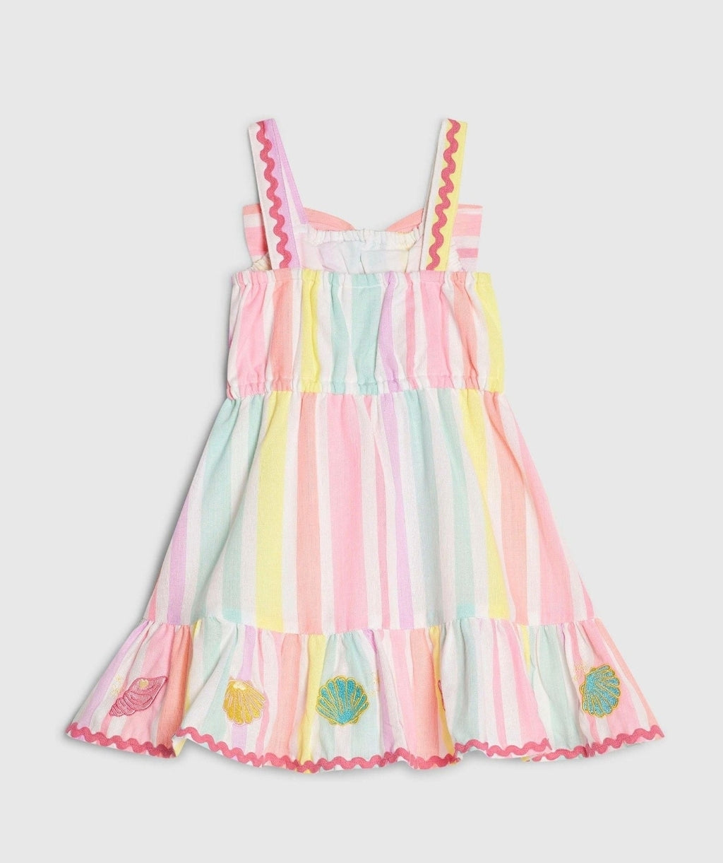 River Island Pink Neon Stripe Bow Frill Dress