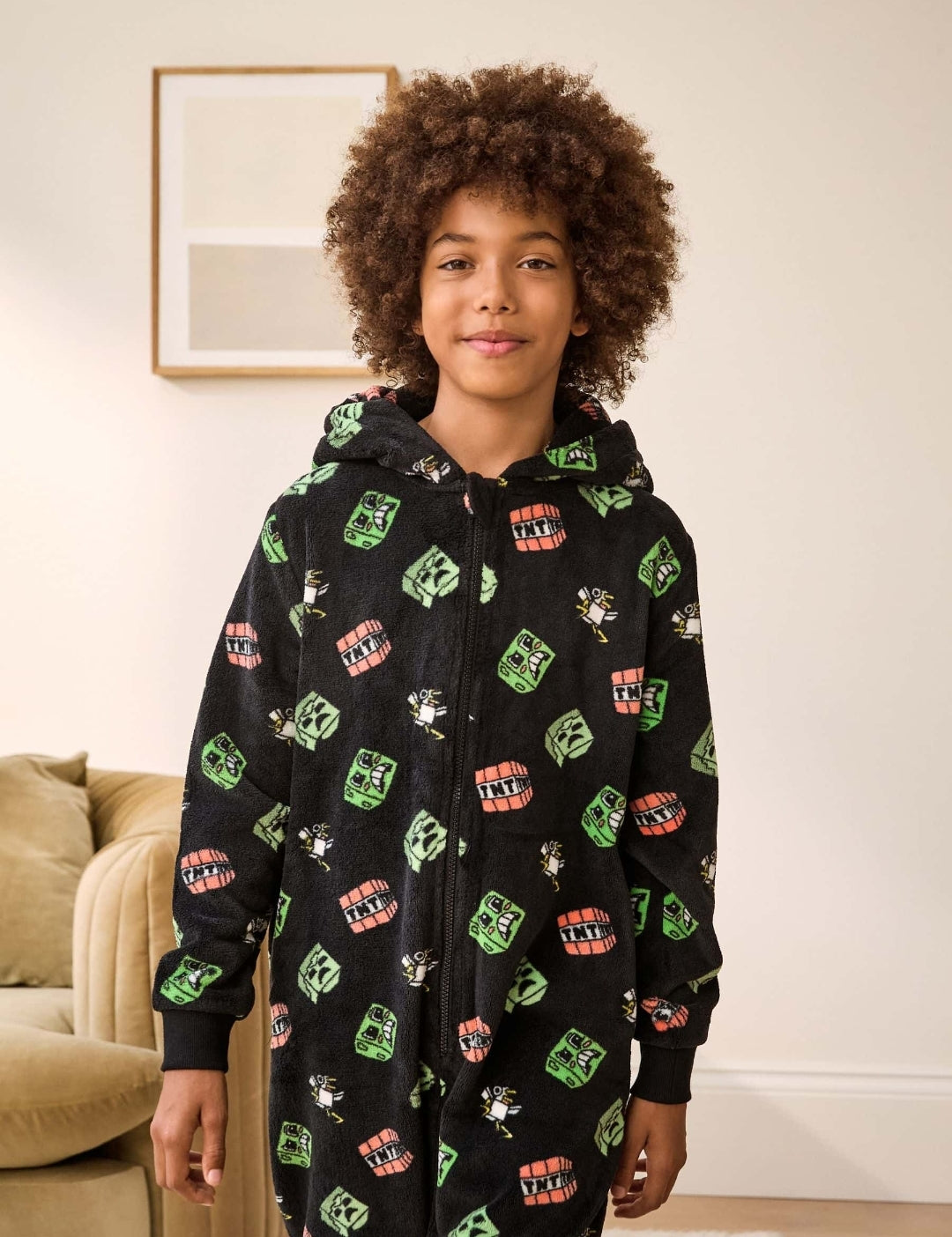 Black Minecraft Fleece All-In-One
