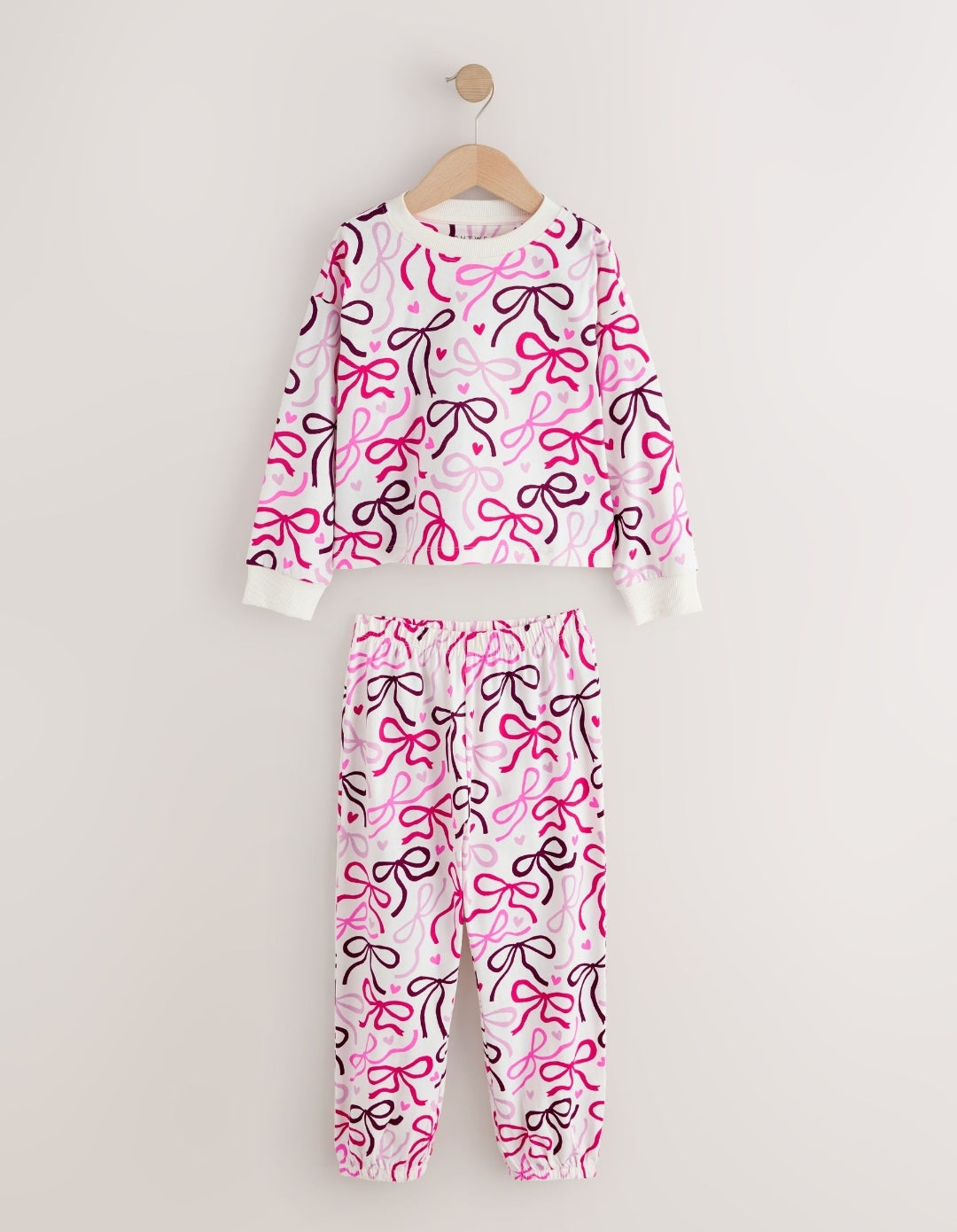Pink/Brown Bow Jogger Pyjamas 3 Pack