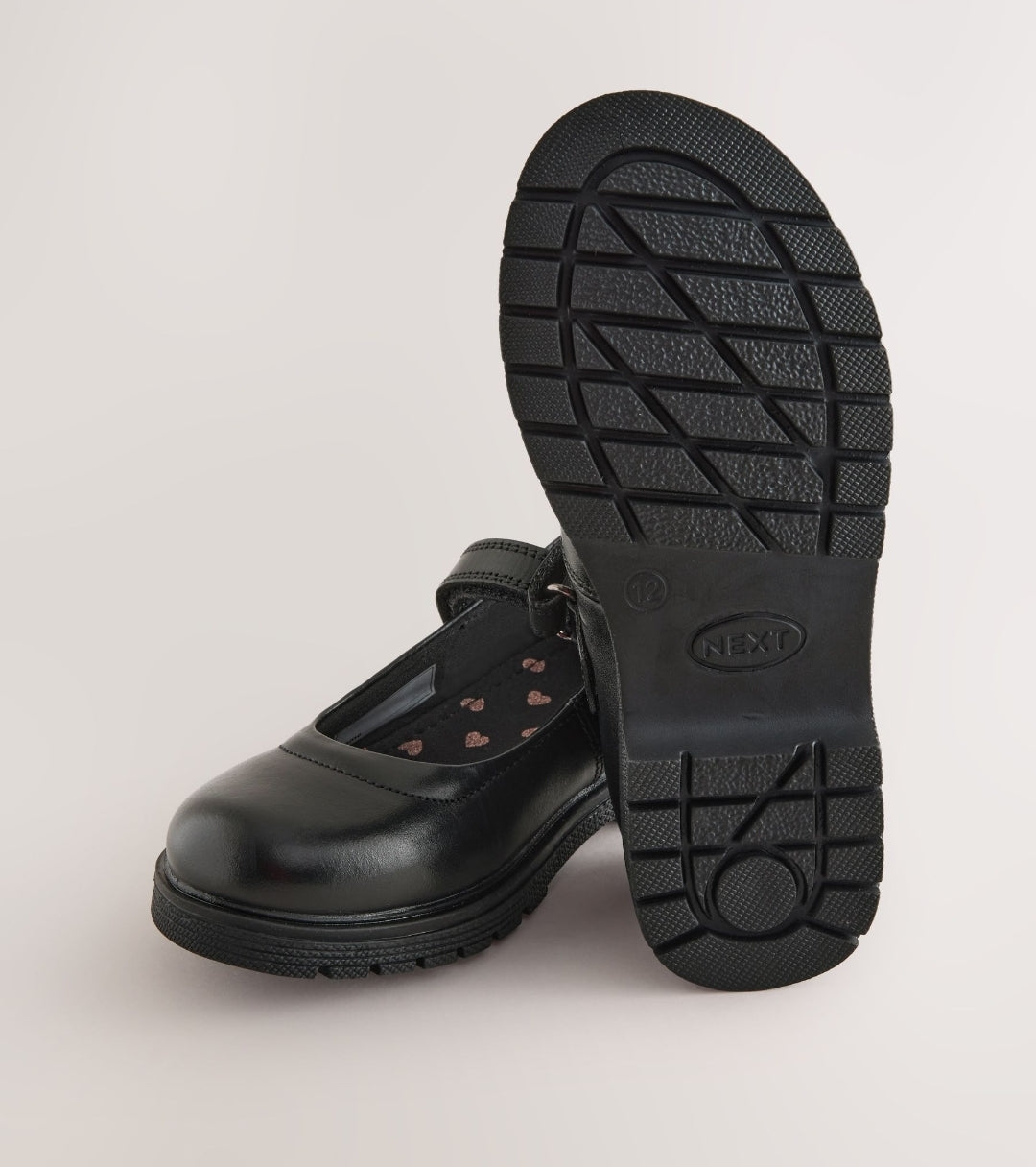 Matt Black Standard Fit (F) School Leather Chunky Mary Jane Shoes