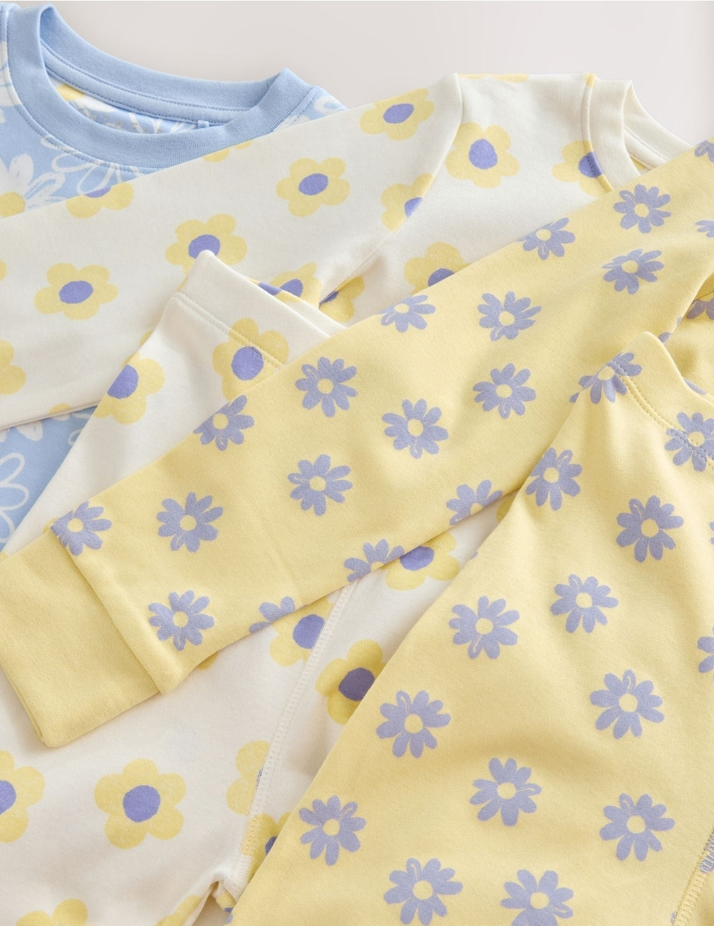 Yellow/Blue Daisy Snuggle Pyjamas 3 Pack