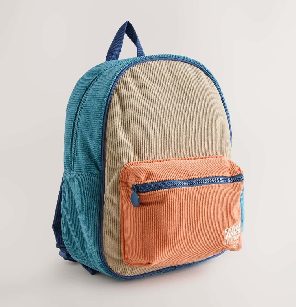 Pastel Colourblock Corduroy Backpack 14 inches