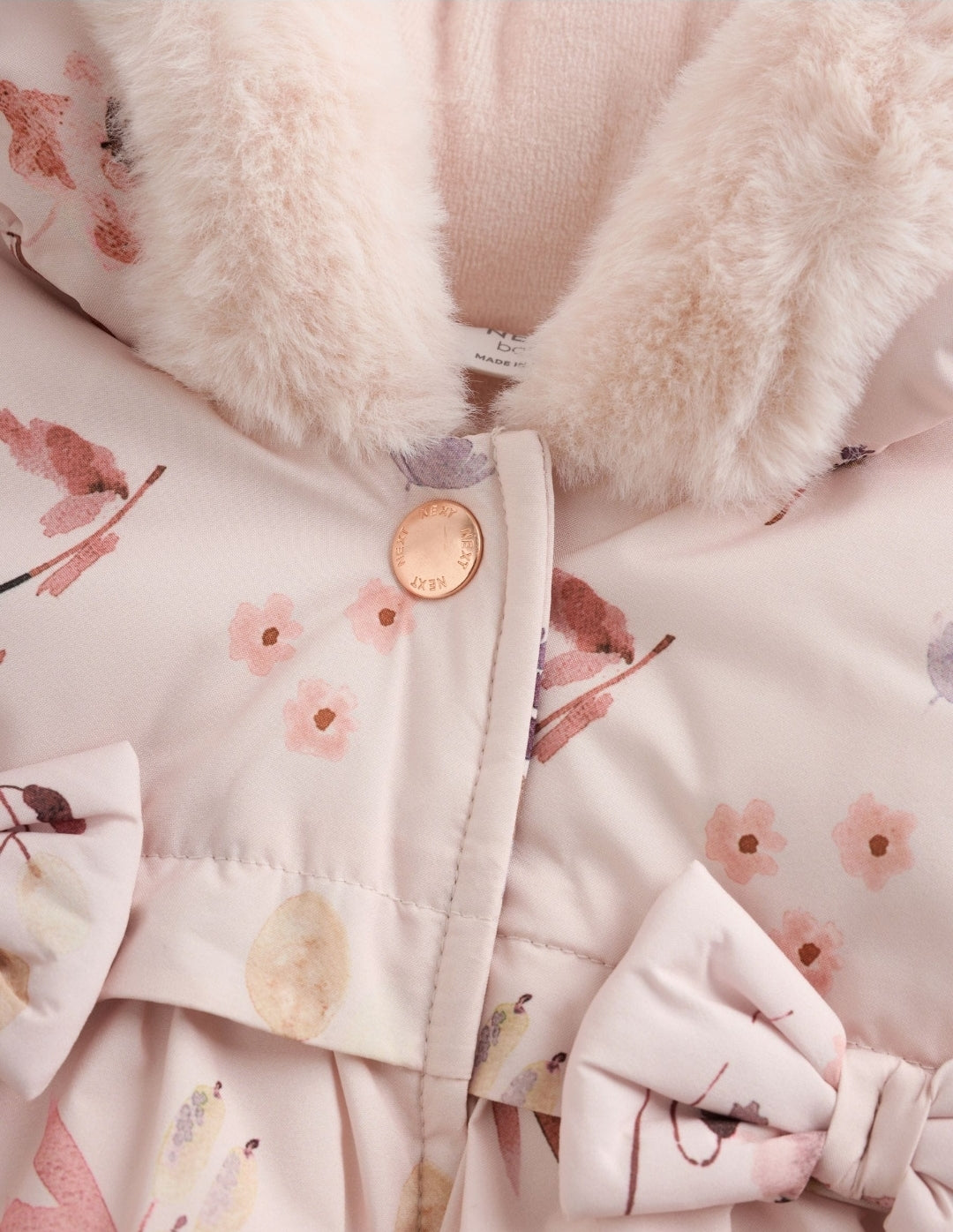 Watercolour Printed Bow Front
Puffer Baby Jacket