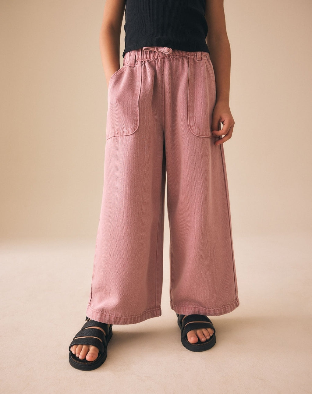 Pink Pull On Wide Leg Trousers