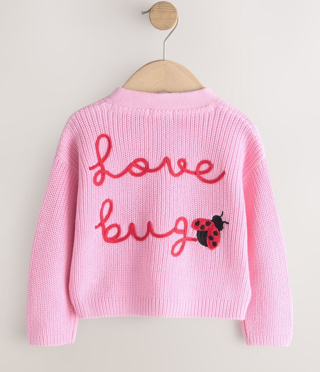 Pink LadyBug V-Neck Cardigan