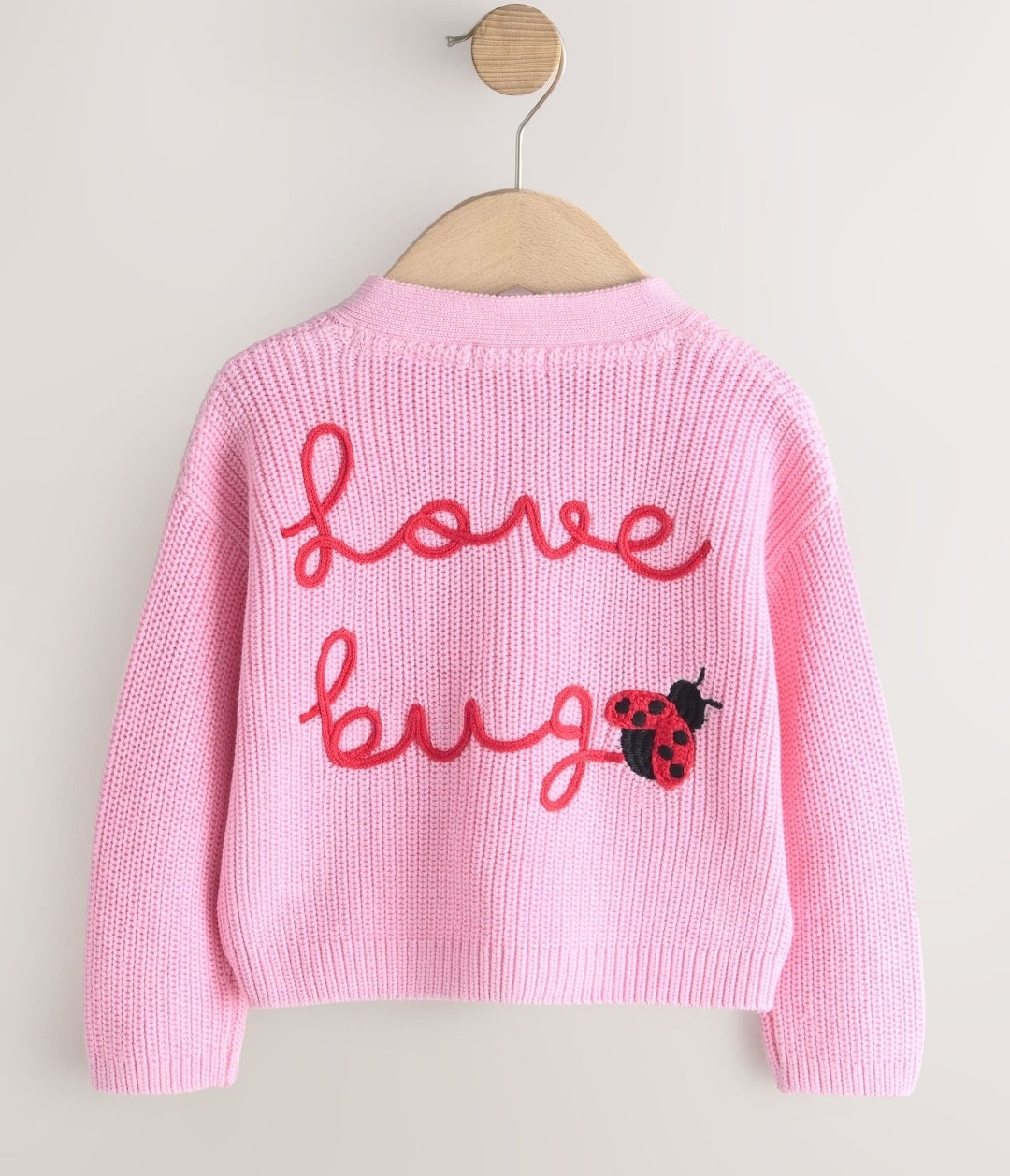 Pink LadyBug V-Neck Cardigan