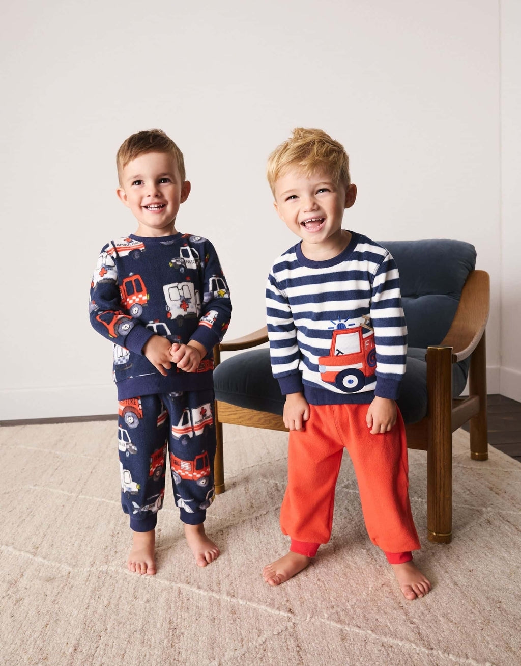 Navy Emergency Vehicles Cosy Fleece Pyjamas 2 Pack