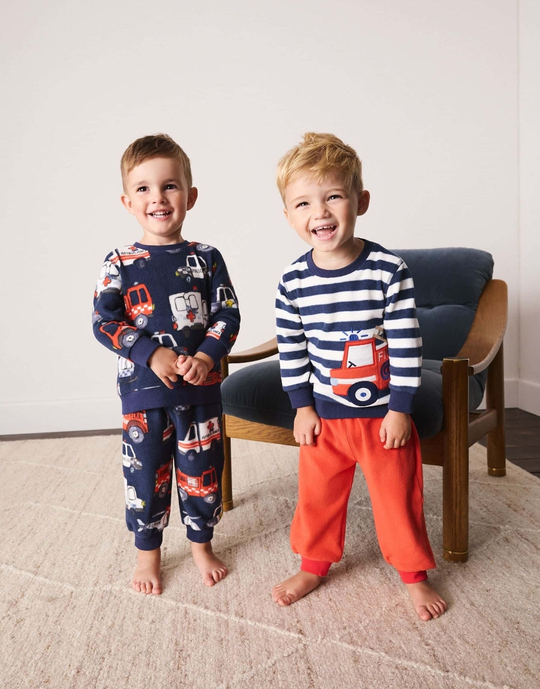 Navy Emergency Vehicles Cosy Fleece Pyjamas 2 Pack