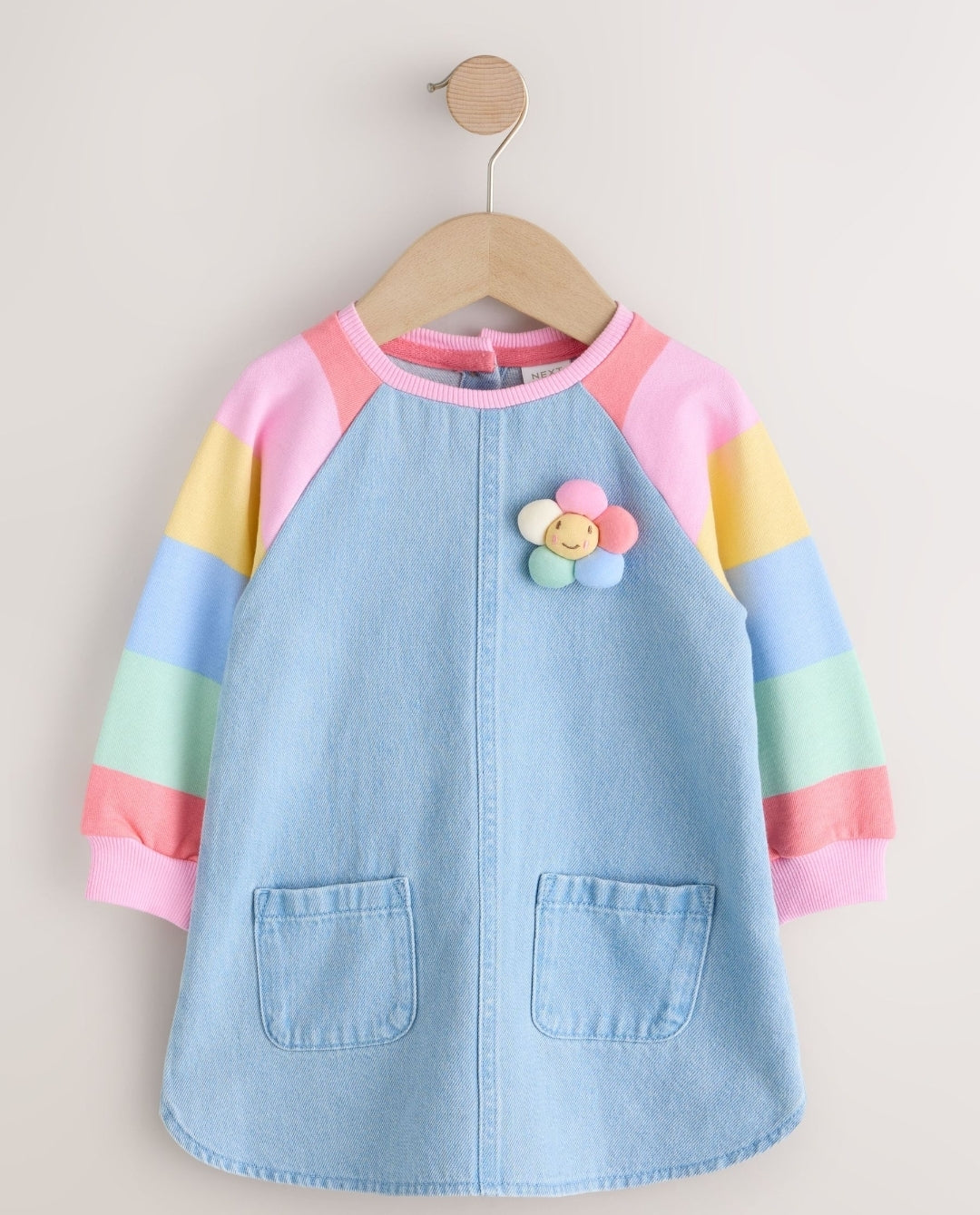 Pastel Rainbow Raglan Denim Dress