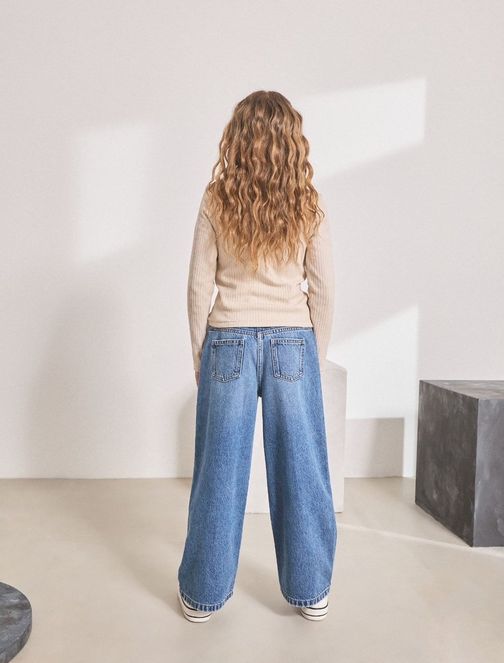 Mid Denim Blue Wide Leg Jeans