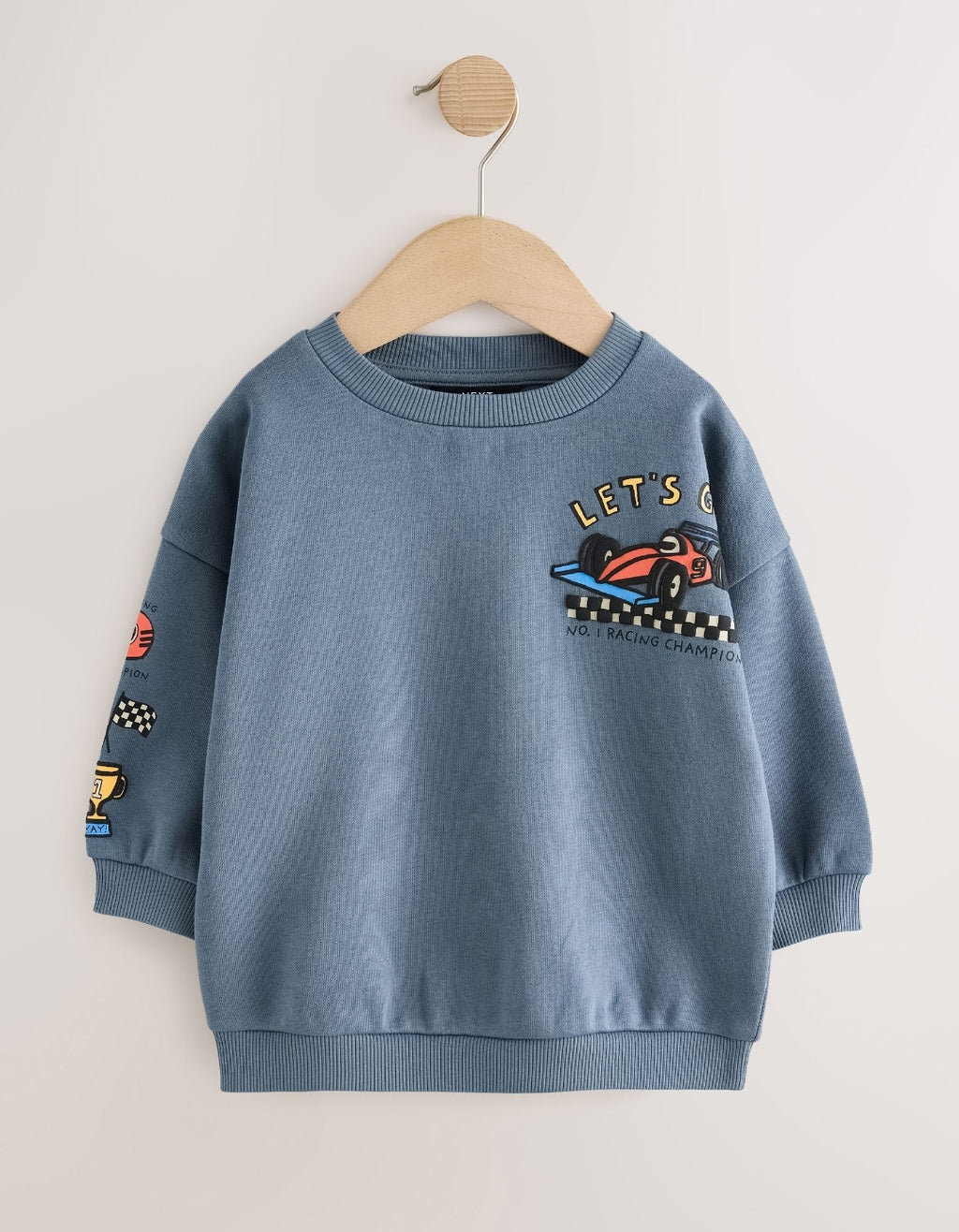 Grey Back Printed Crew Neck Sweat Top