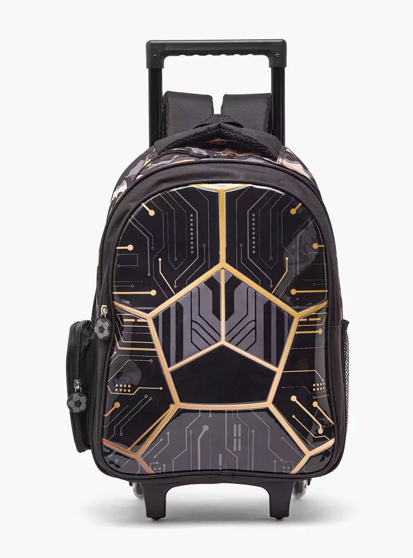 Juniors Football Print 5-Piece School Trolley Bag Set 16 inches