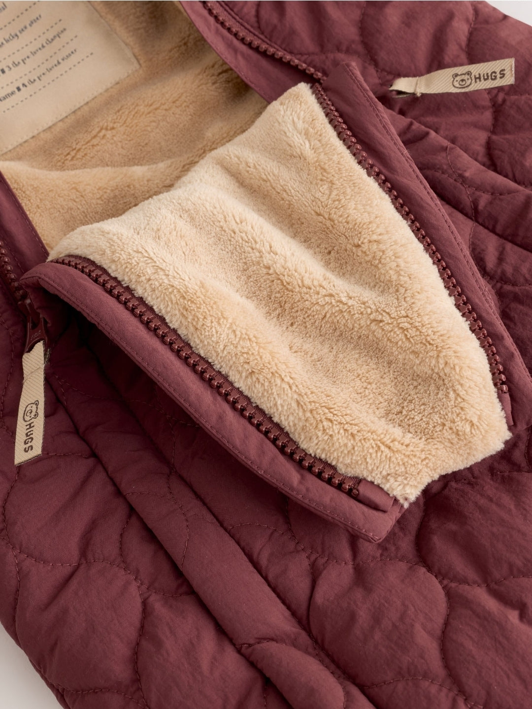 Burgundy Red Quilted Hooded
Nylon Baby All-In-One