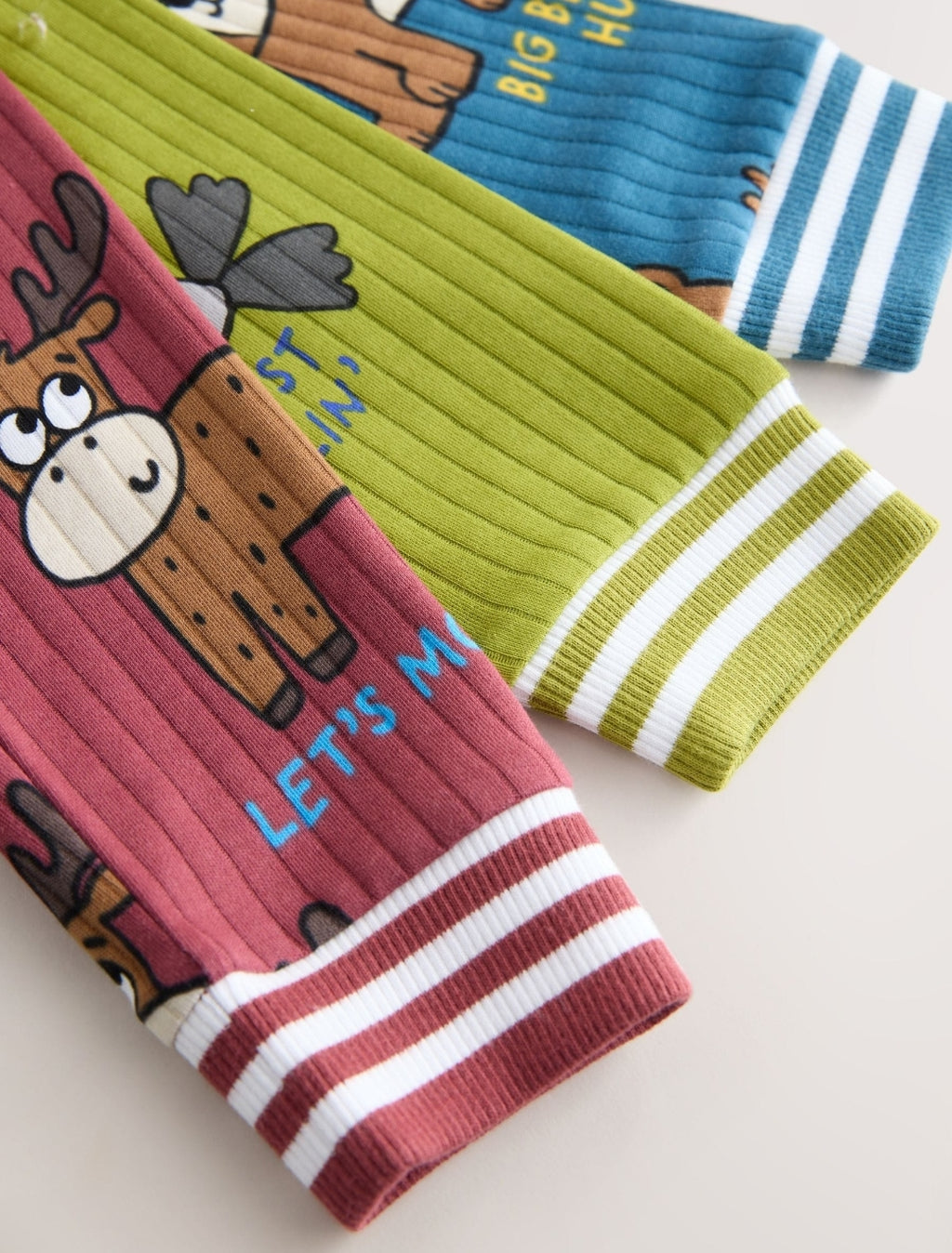 Red/Green All Over Animal Snuggle Pyjamas 3 Pack